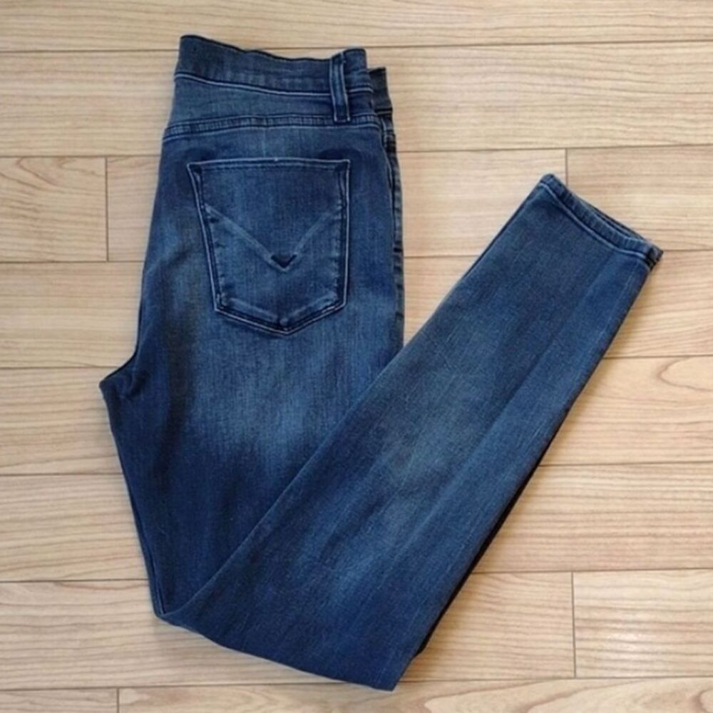 Hudson Barbara Super Skinny Black Wash Denim Distressed High Rise Jeans Size 28